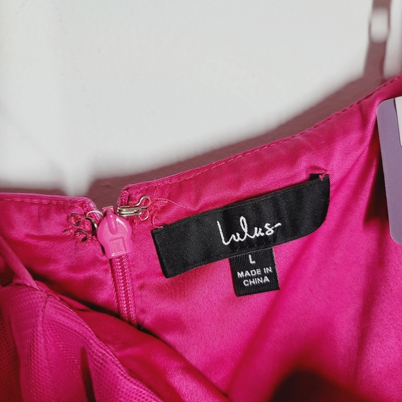 Lulus Rule the Runway Hot Pink Tulle Bustier Tiered Maxi Dress, Size Large - Picture 3 of 5